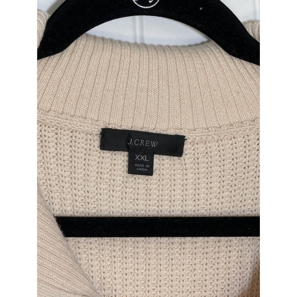 J. Crew Ivory Cotton Cashmere Blend Women's XXL Half-Zip Pullover Sailor Collar - Picture 2 of 5